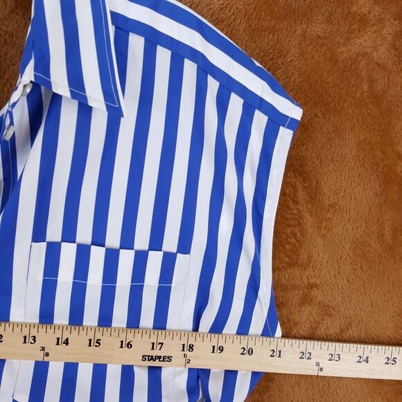 DEREK LAM Shirt Dress Womens Size 6 Blue Stripe Button Up Belted Pocket Collared - Picture 8 of 10